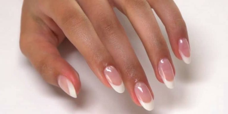 Natural-looking nude Fusion Gel nail extensions