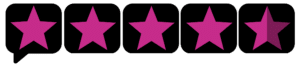 Four full pink stars and a partially shaded fifth star