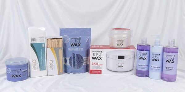 Complete Waxing Kit: Salon System Just Wax heater, crème wax, flexi hot wax, strips, spatulas and pre and after-wax lotions