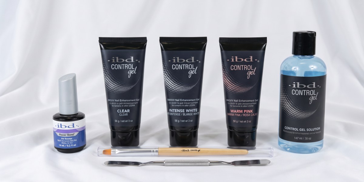 Control Gel Kit: IBD Power Bond, IBD control gels in clear, white and warm pink, gel brush, spatula and solution