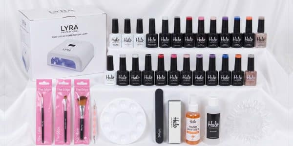 Gel Polish Nail Art Kit with LYRA lamp, Halo gel polishes and The Edge nail art brushes