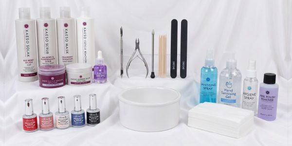 Manicure Kit with Kaeso hand care products, IBD polishes, manicure tools and hygiene products