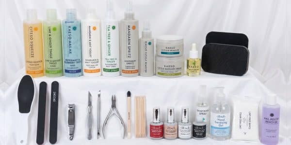Pedicure Kit with Kaeso pedicure products, IBD polishes, foot files and pedicure tools
