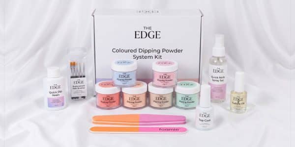 Quick Dip Kit with The Edge Coloured Dipping Powder System Kit, dipping powders, resin and top coat