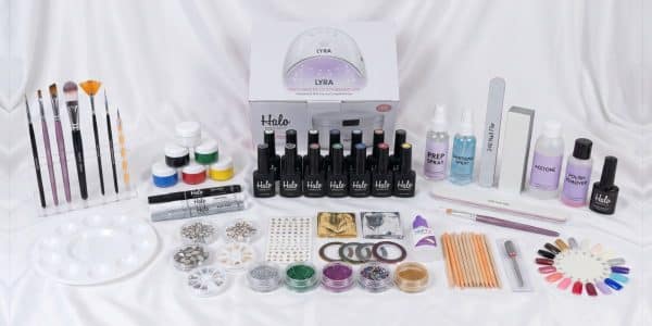 Ultimate Nail Art Kit with LYRA lamp, Halo gel polishes, NailFX nail art products and The Edge brushes