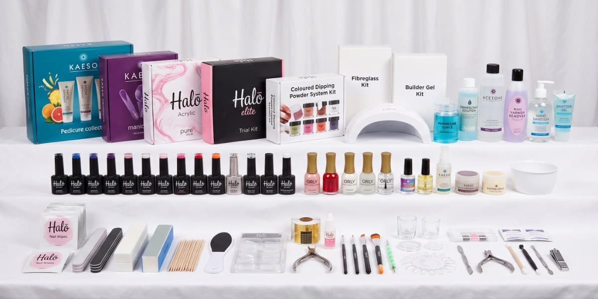 Ultimate Nail Kit: Kaeso manicure and pedicure, Halo acrylic and gel kits, LED lamp, Halo gel polishes, brushes and files