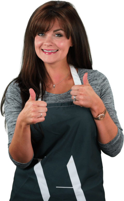 Victoria Arpels, founder of Next Step Beauty, giving a thumbs up